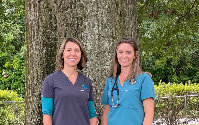 Photo, from left to right:  Dr. Heather Brookshire and Dr. Ashley Powell, owners of Ally Urgent Veterinary Care